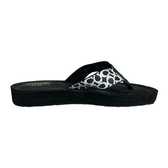 Coach Jessalyn Flat Flip-Flop Thong Sandal Size 7.5B Black Signature C Print - Picture 4 of 11